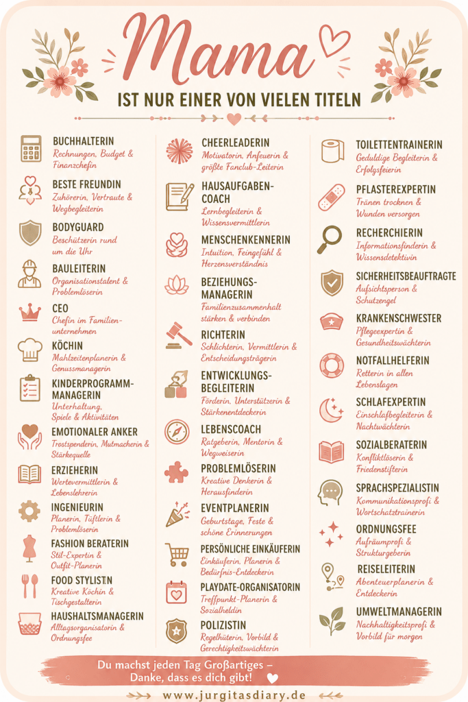 Eine Liste und viele Begriffe was Mama auch ist