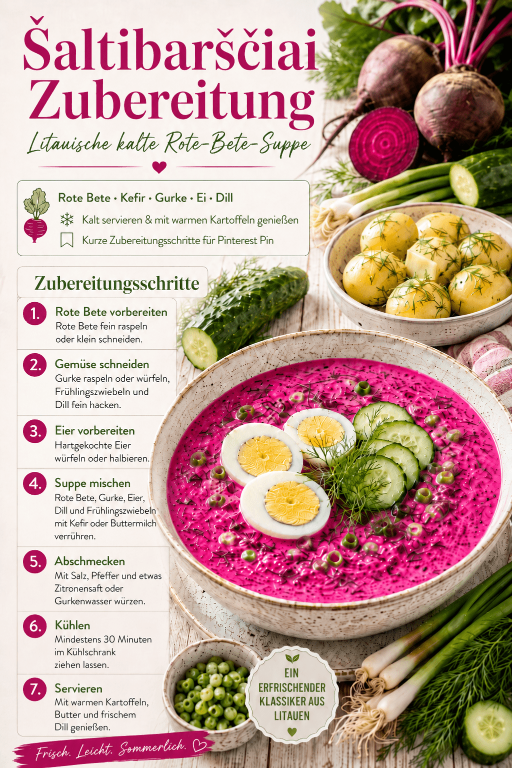 Šaltibarščiai - Kalte Litauische Rote Beete-Suppe Rezept-Zubereitungsschritte