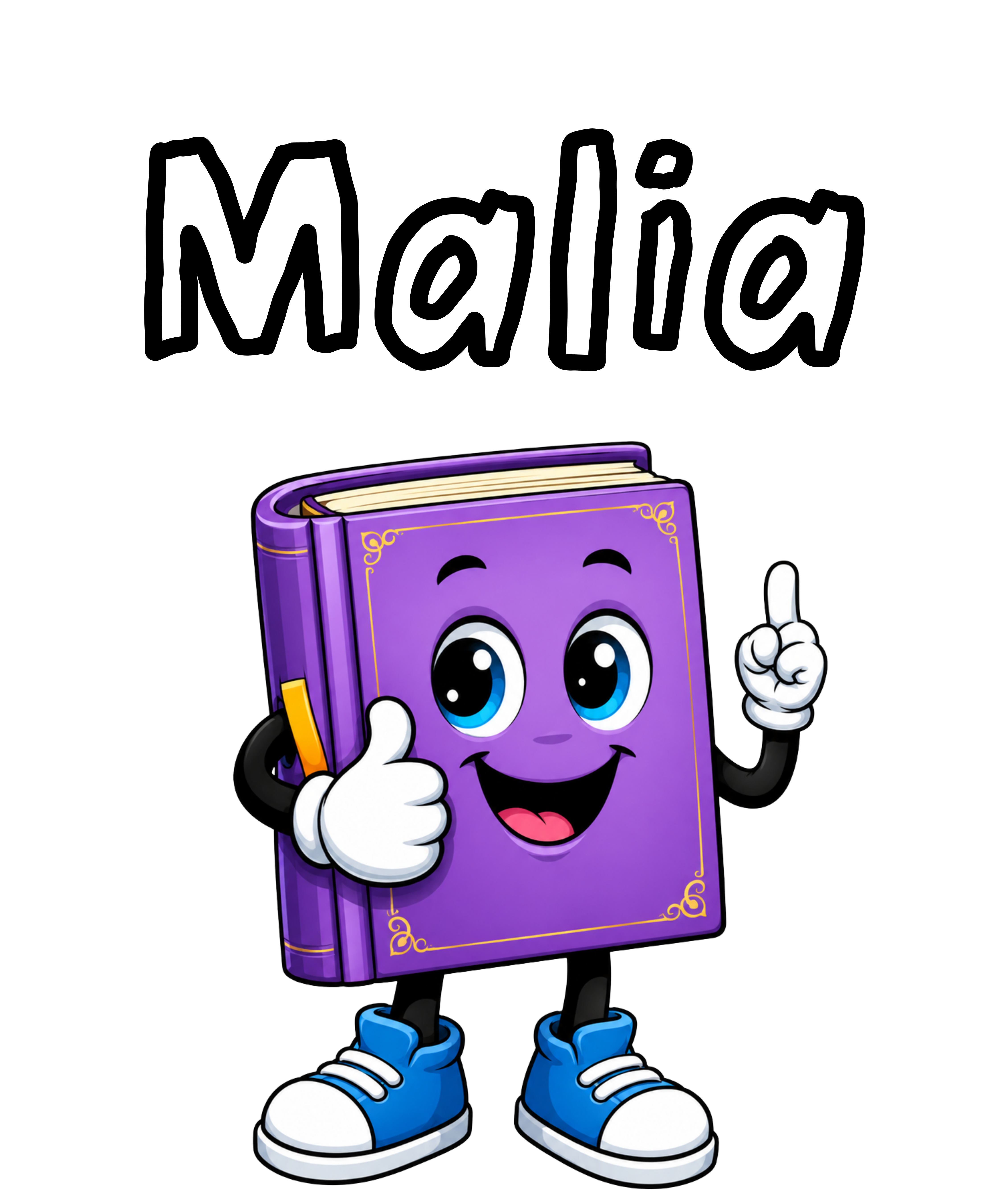 Ein cartoon gezeichnetes Buch . mit Gesicht und den Gliedern, personalisiert